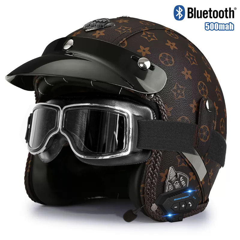 V 다크 브라운 패턴 사각형 복고풍 거울 블루투스