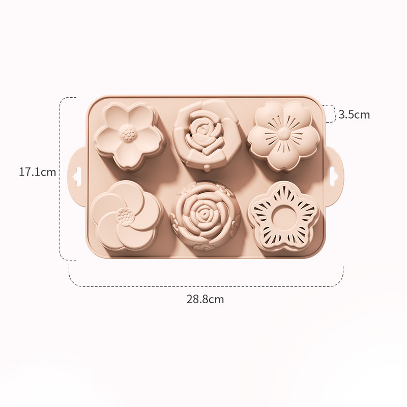 跨境新款爱心花朵硅胶蛋糕模具巧克力易清洗食品级材质  慕斯模具|undefined