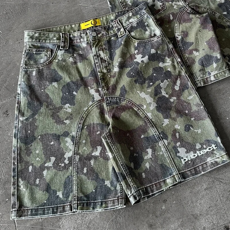 Cross-Border Street Fashion Brand Protect Hip-Hop Men's Sports Shorts Camouflage Letter Pattern Embroidery Loose Shorts Cross-Border Street Fashion Brand Protect Hip-Hop Men's Sports Shorts Camouflage Letter Pattern Embroidery Loose Shorts