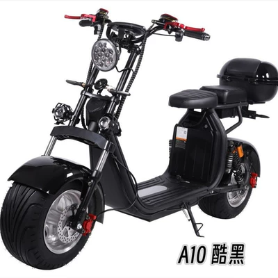 Harley large-tire electric scooter, suitable for outdoor use, city sightseeing, and as a folding adult electric scooter for both men and women, and can accommodate two people (Qatlanan elektrik velosipedlər) - a10-premium-cool-black-edition-extended-120-miles-60v