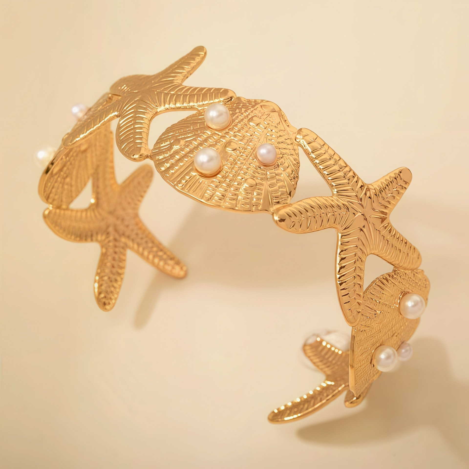 Brazalete de perlas de acero inoxidable Starfish