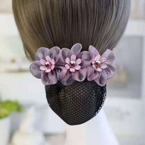 Hairdresser female professional Korean jewelry nurse stewardess bank detachable hairnet mesh bag hairpin back of head headwear
