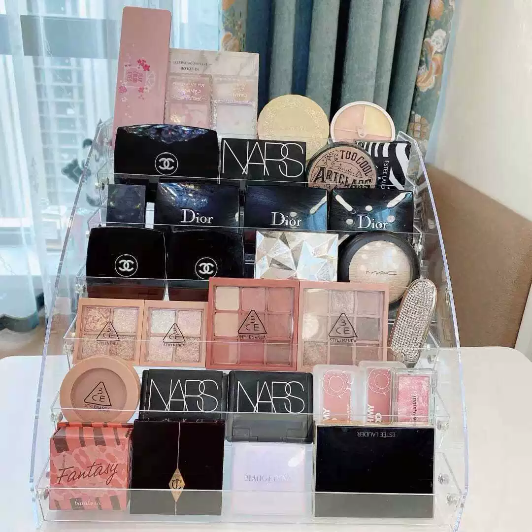 Настольный органайзер для косметики, подставка для помады, пудры и теней, акриловый лоток для хранения косметики