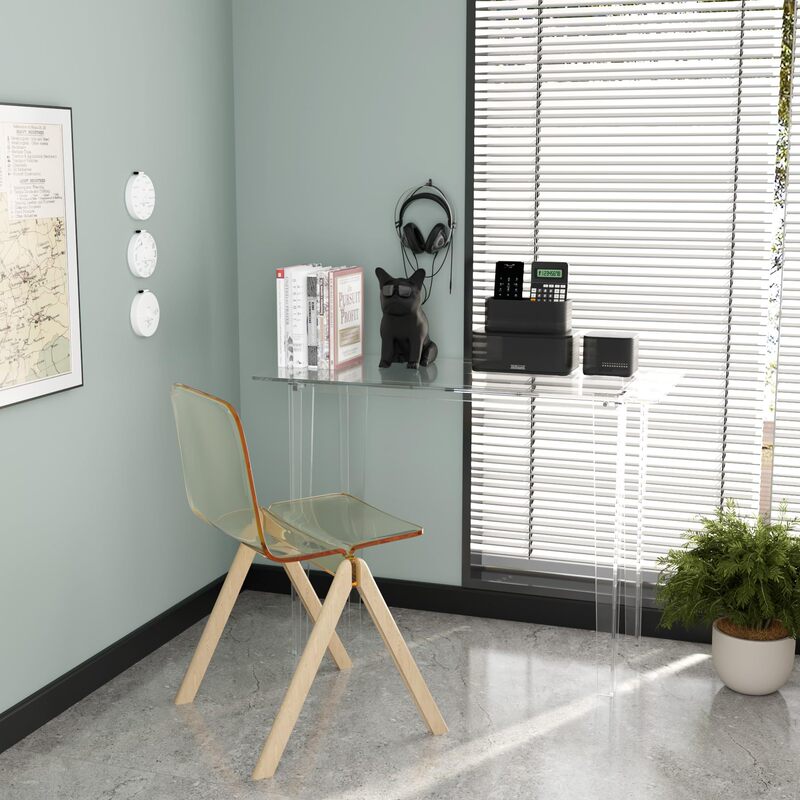 Cross-Border Hot-Selling Transparent Acrylic Computer Desk Suitable for Small Spaces, Square and Slim Desk Cross-Border Hot-Selling Transparent Acrylic Computer Desk Suitable for Small Spaces, Square and Slim Desk