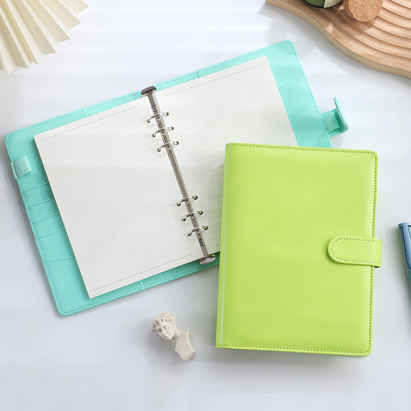 En stock transfronteriza A5A6 clip de hojas sueltas cremallera macaron cuaderno de cuero PU de hojas sueltas libro de dinero en efectivo cuaderno de presupuesto