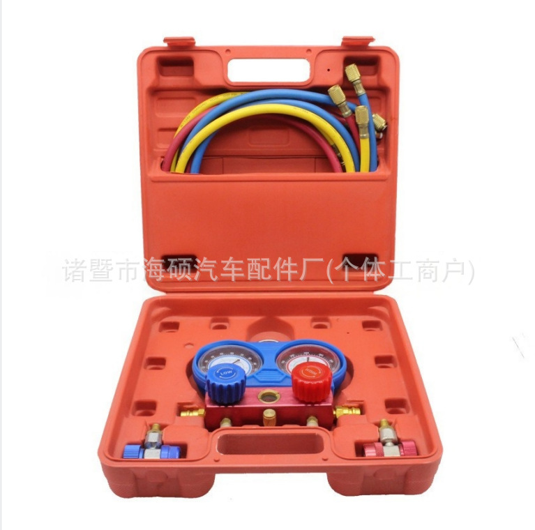 汽车空调加氟表双表工具套装冰种雪种压力表加液打压R134a冷媒阀