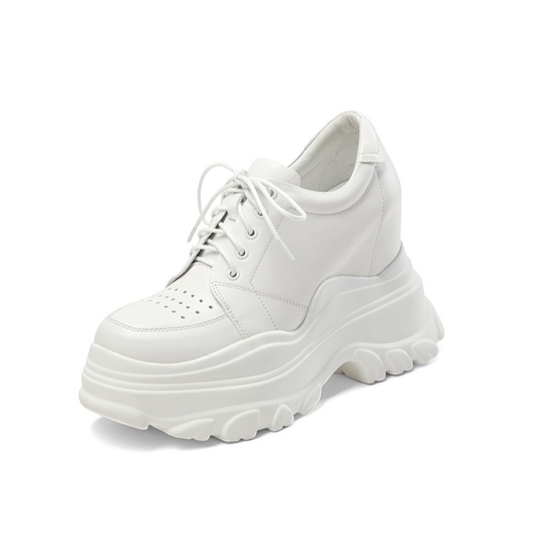 Giày sneaker platform nữ mũi tròn đế bánh xốp cao 12 cm — Màu đen