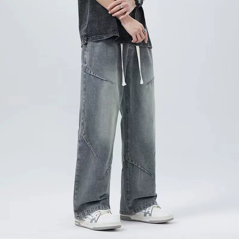 Мытые джинсы мужские весенне-осенние американские высокие улицы