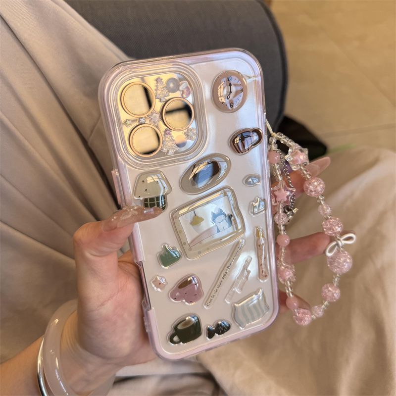 クリエイティブかわいい黒猫ステッカー Apple 16promax 携帯電話ケース 15pro 新しい 14 女性 13/12/11 に適しています|undefined