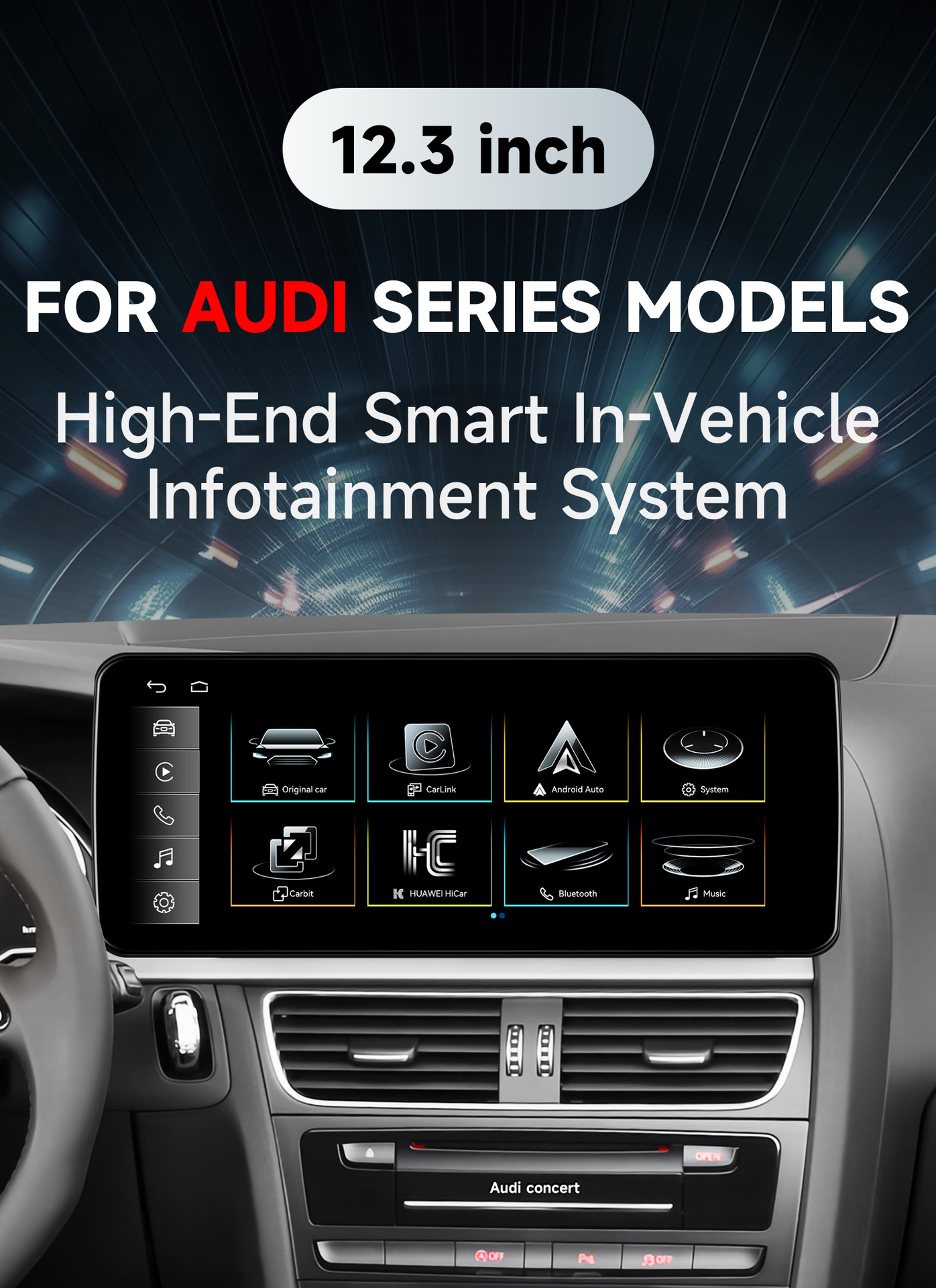 Suitable for 09-16 Audi A4 A5 S5 Linux system car central control Carplay navigation