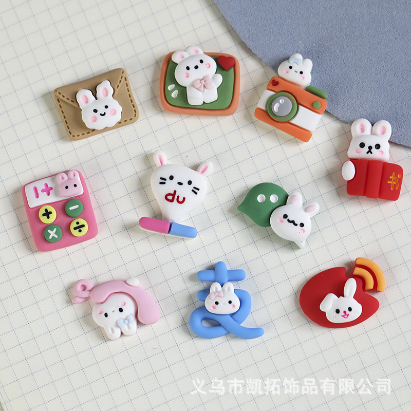 Cartoon Rabbit Alipay Camera Series Resin Accessories DIY Cream Glue Hair Rope Hairpin Mobile Phone Case Material