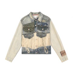 AcneStudios24SS デジタルダイレクトインクジェット 3D イリュージョンスプライシング ウォッシュドコントラストカラーデニムジャケット デニムジャケット 新品
