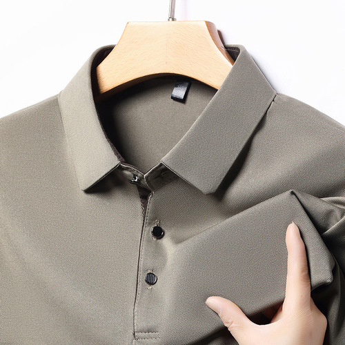 Men's Mid-aged Turn-down Collar Short-sleeved T-shirt Summer Solid Color Trendy Dad Clothes T-Shirt Shirt Business Casual Half-sleeve Top 