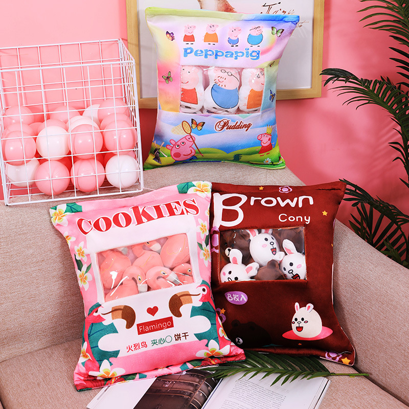 Cross-border Internet red cartoon snack bag doll pillow small animal cute creative plush toy foreign trade wholesale doll