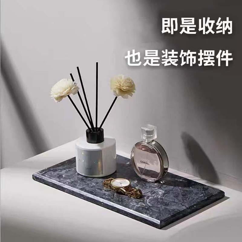 大理石托盘长方形北欧ins风酒店卫生间浴室洗手台装饰摆件收纳E18
