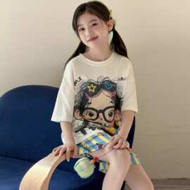 女童睡衣夏季薄款套装2026新款大童女孩洋气短袖两件套儿童家居服