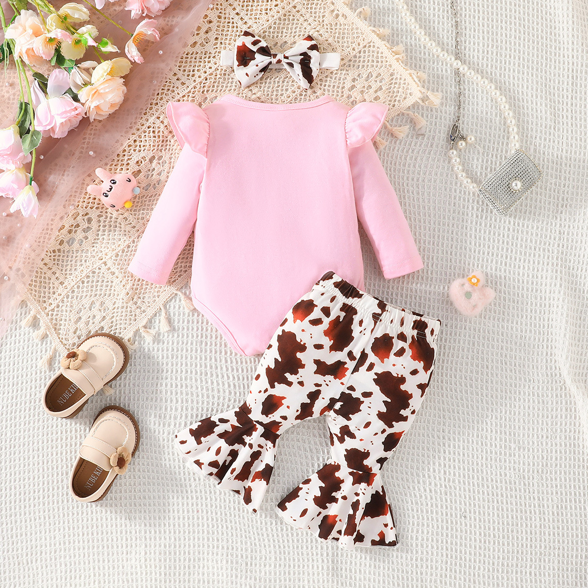 Simple Style Flower Polyester Girls Clothing Sets display picture 3