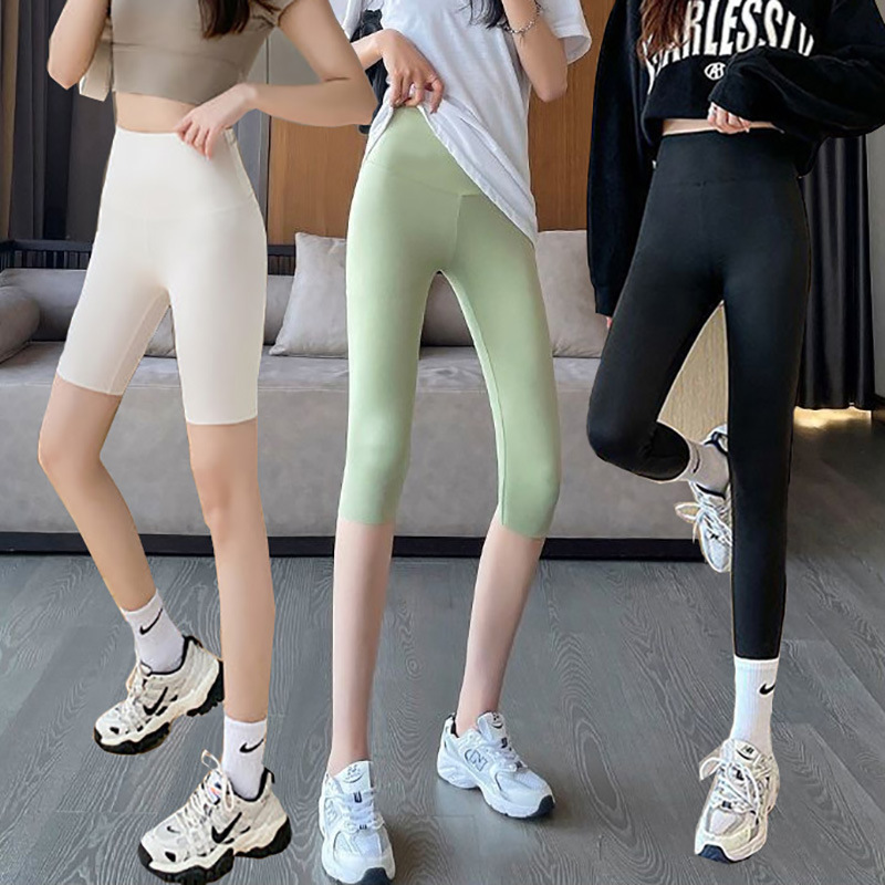 [Explosions] Summer Thin Shark Pants Five-point Riding Pants Women's Outer Wear Shorts High Waist Elastic Yoga Fitness Pants