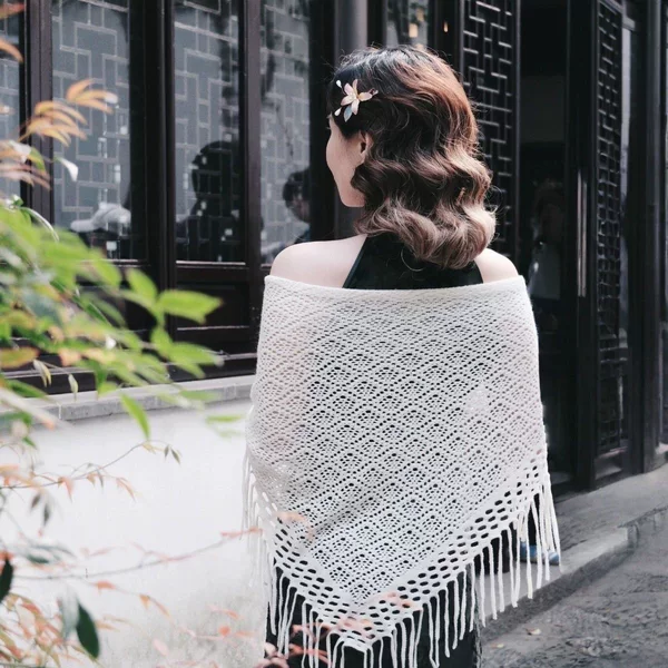 Cheongsam Shawl with Triangle Scarf for Women, New Spring and Summer Cape, Thick Summer Tassel Cloak, Elegant with Skirt