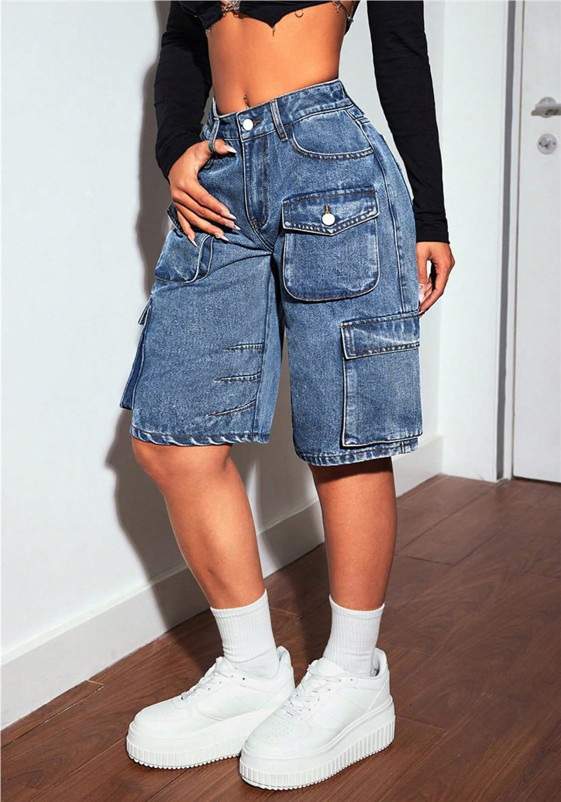 Women's Casual Straight Leg Jeans With Multiple Pockets - High Waist Washed Denim Pants For Streetwear & Daily Wear (Blue, S-Xxl)_ecoleips.com