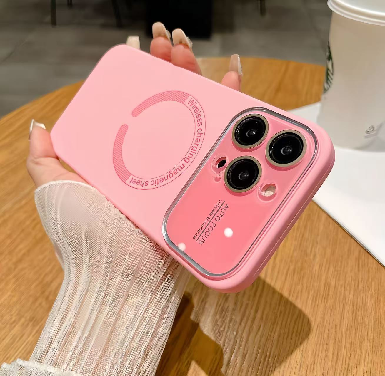 Ventana grande magnética de color sólido simple para iPhone16ProMax funda para teléfono móvil 15 Apple 14 pareja 13 nuevo