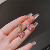 Fuchsia zirconium, advanced earrings, autumn, 2024 years, bright catchy style, high-quality style, light luxury style