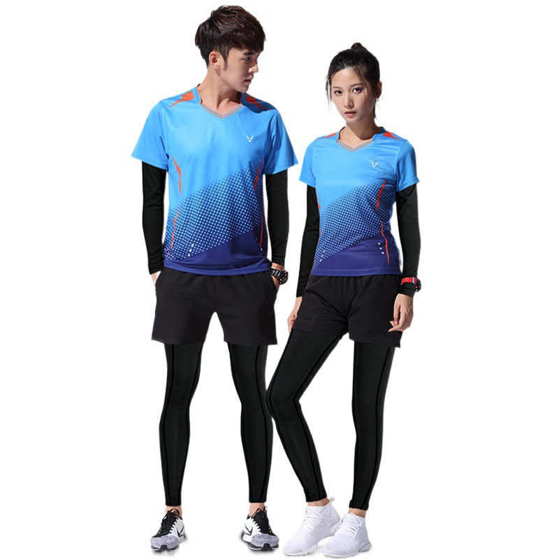 4 피스 가을과 겨울 배드민턴 세트 세트 남녀 긴팔 테니스 탁구 옷 빠른 건조 운동복