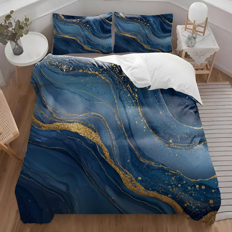 TEMU / JIT negro y blanco textura de mármol molienda impresión digital kit de colcha de tela para el hogar se puede diseñar