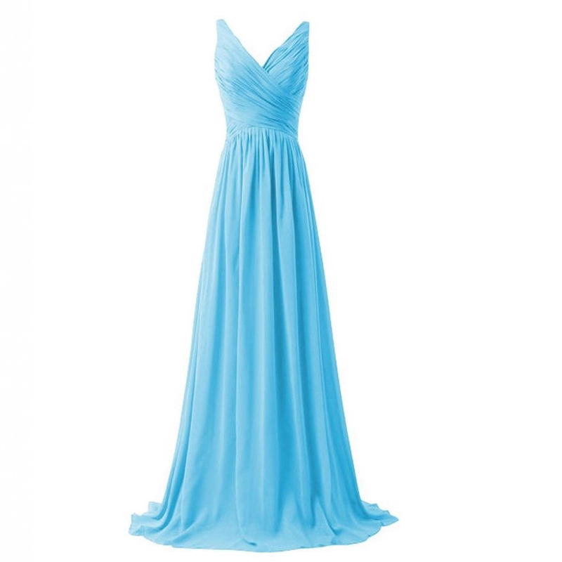 Amazon 2021 Autumn and Winter New Shoulder Deep V Backless Pleated Dress Long Strap Wedding Banquet Bridesmaid Dress