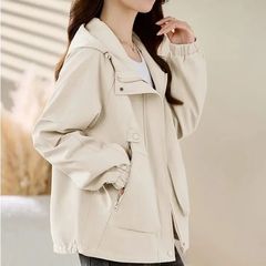 小个子chic短款外套女2025春秋季新款设计感小众宽松工装连帽风衣