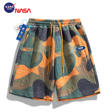 NASA联名爆款短裤男迷彩短裤字母提花情侣款五分裤沙滩裤运动短裤