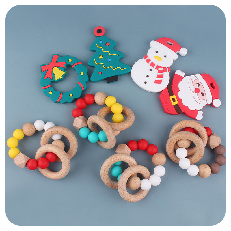 Nuevo bebé caricatura de silicona Navidad creativa Navidad Baby pacifier cadena de tetas set de cinco piezas