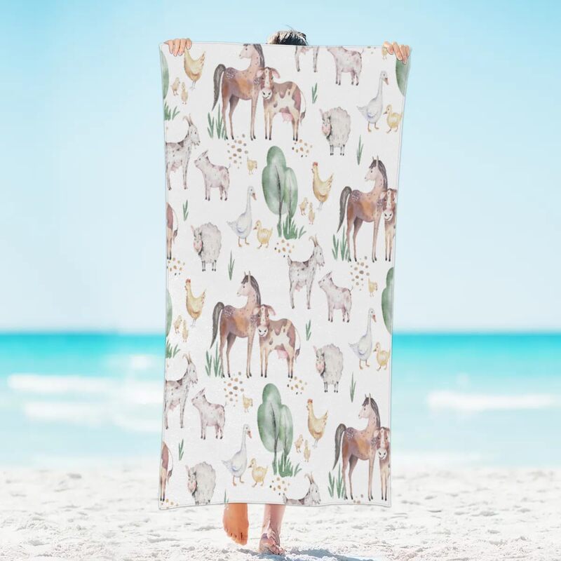 Horse Cow Goat Beach Towel Travel Towel Sand Free Thin Quick Dry Beach Towel for Sports Swimming Camping Vacation