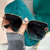 Square metal fashionable trend sunglasses flower-shaped, 2023 collection, gradient, European style
