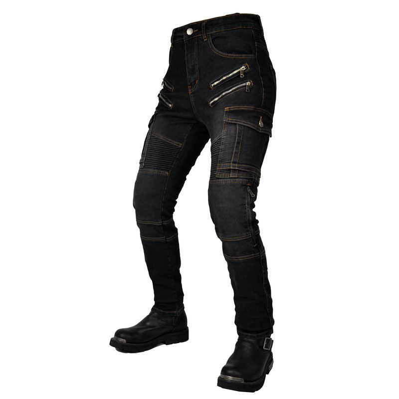VOLERO pantalones vaqueros estilo Harley de las mujeres motocicleta pantalones de carreras anti-caída rodillera ajustable