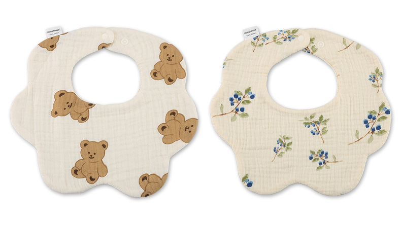 Flower shape gauze bib_02