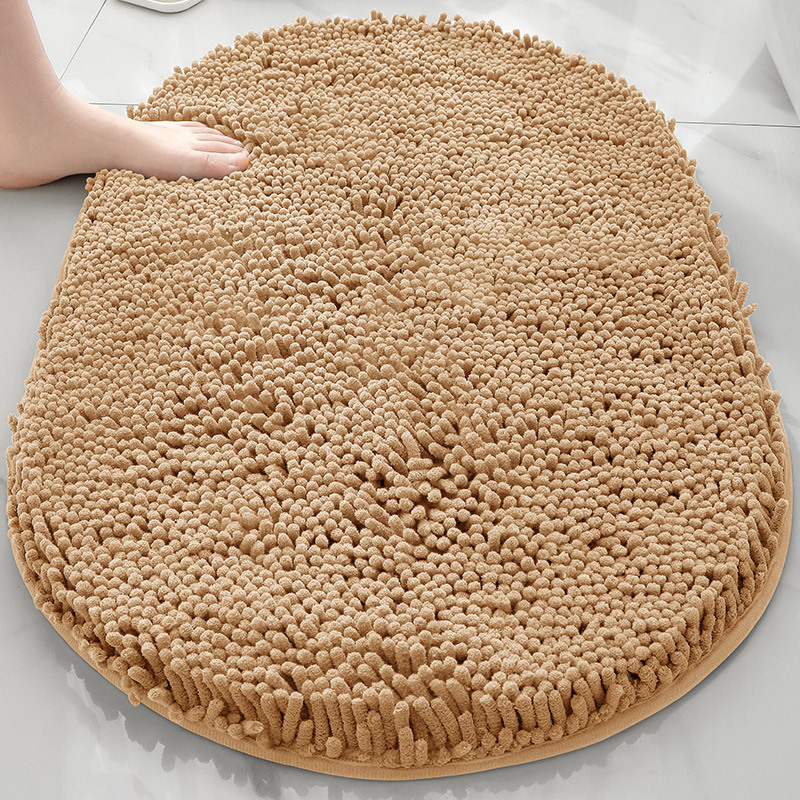 Alfombra absorbente de baño de chenilla ovalada Alfombra de pie de puerta de baño Alfombra antideslizante de entrada de baño Alfombra de dormitorio
