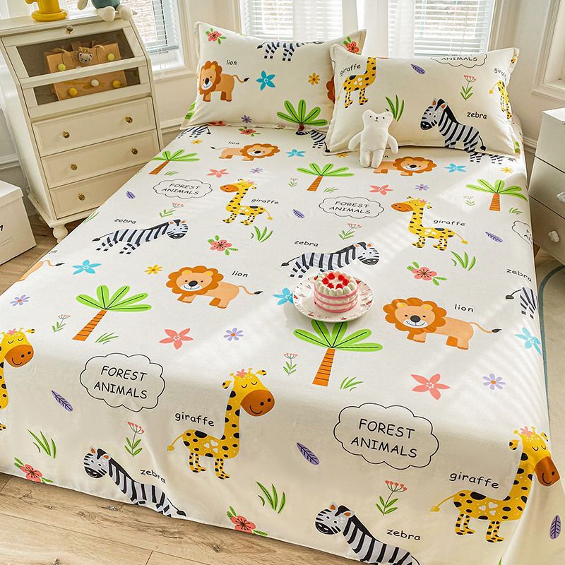 Sábanas de algodón de una sola pieza de tela de algodón dormitorio de estudiantes cama individual funda de almohada individual dormitorio fresco pequeño estilo ins