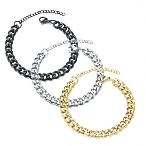 3.5 5 7mm Best Selling Stainless Steel Six-Sided Polished Cuban Bracelet Simple Personality Hip-Hop Trendy Item