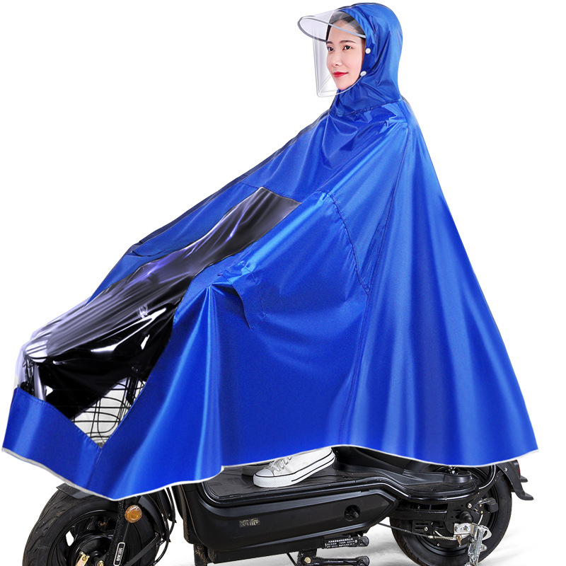 Nuevo impermeable motocicleta eléctrica batería coche montar extra-grande engrosada hombres y mujeres largo poncho a prueba de lluvia de cuerpo completo