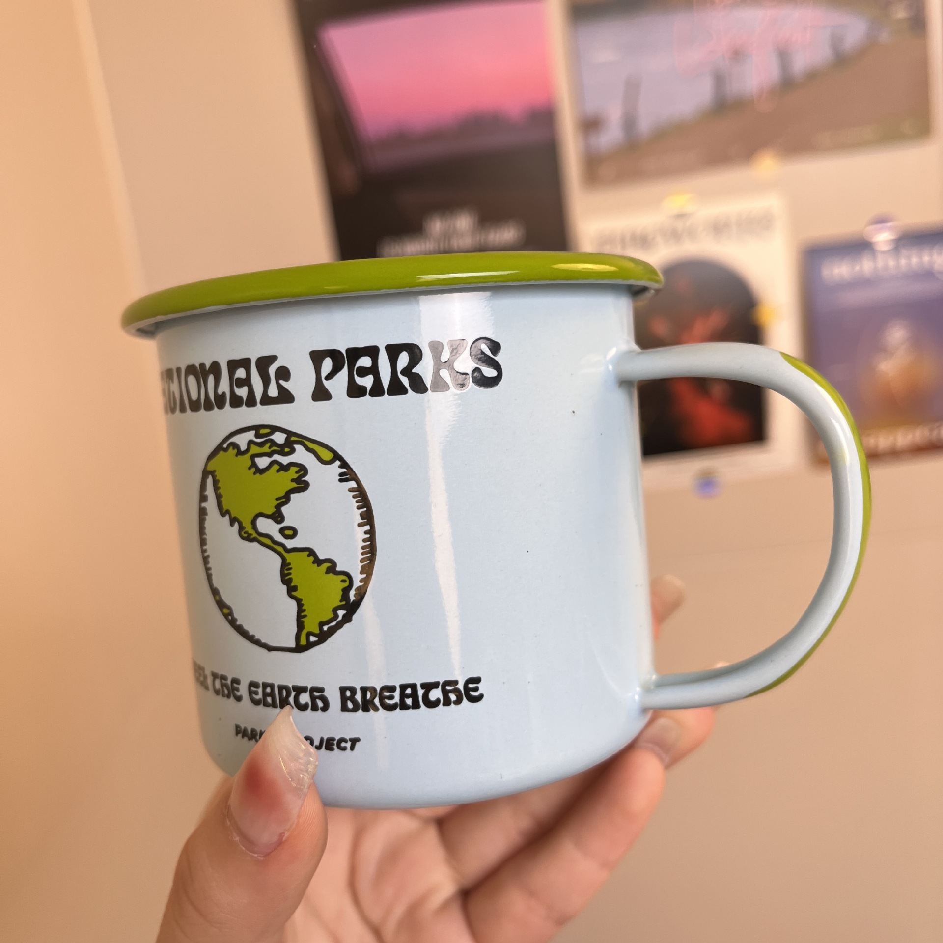 Taza de esmalte para acampar o exterior, estilo retro, exportación directa