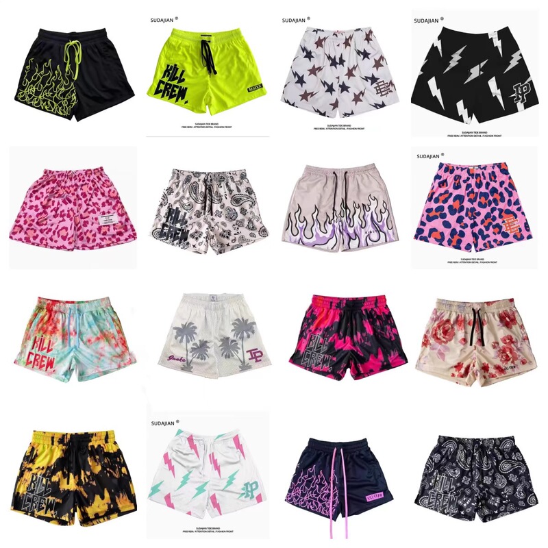 Ee American Shorts American College Sports Basketball Pants Quarter Pants Training Running Fitness Beach Pants Cross-Border Exclusive Supply