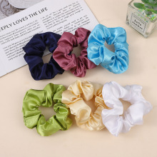 欧美跨境纯色布艺大肠发圈外贸款色丁发圈时尚百搭头饰头绳批发