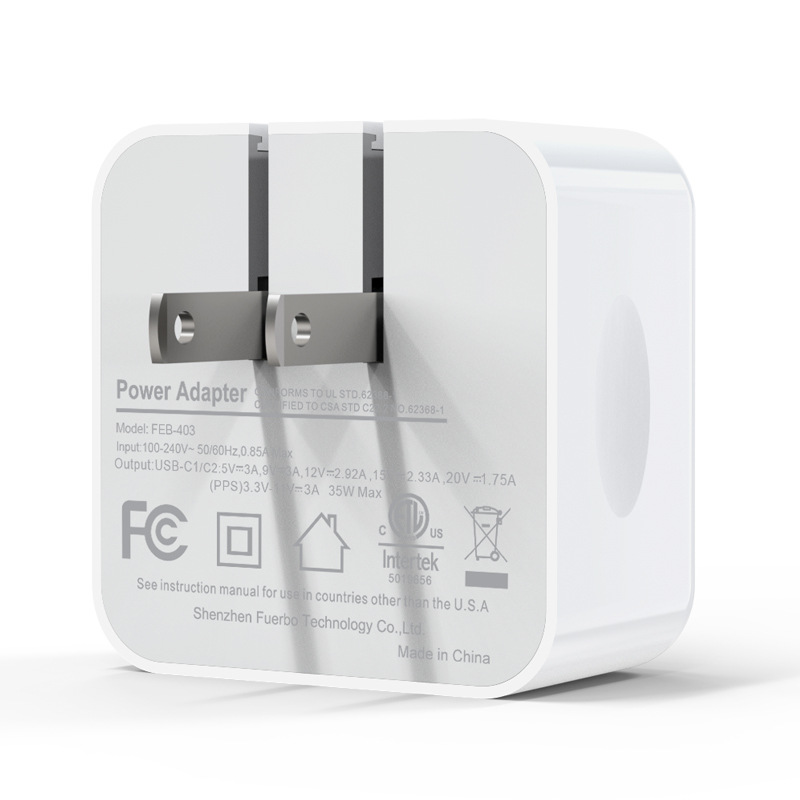 GAN35W dual C cargador cabeza adecuada para Apple 14/15 carga rápida estándar americano doble puerto de nitruro de galio teléfono móvil carga cabeza