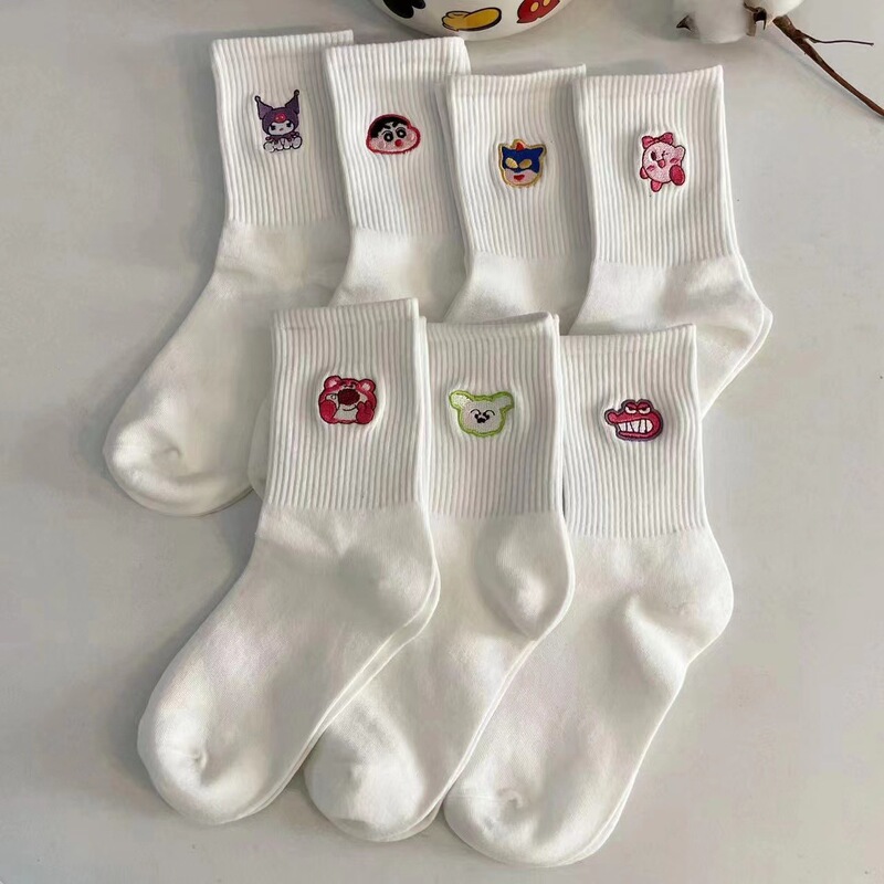 Japanese Cotton Casual Socks for Children Spring and Autumn Mid-barrel Ins Student Pile Joker Small White Socks Sports Socks
