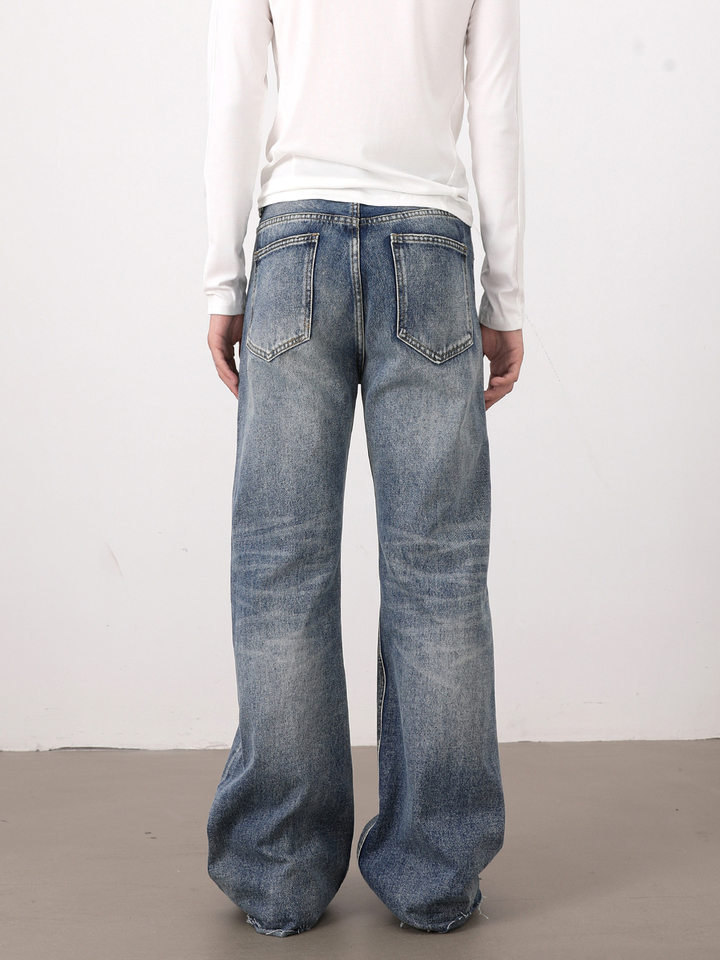 Quần jeans nam dáng loe nhẹ ống đứng cạp vừa phong cách Hàn Quốc — Màu xanh dương