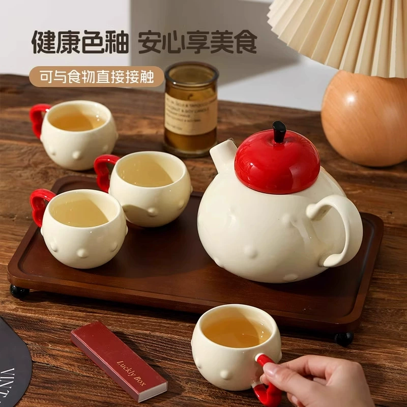 Ceramic teapot, tea set for moving for bride, Birthday gift