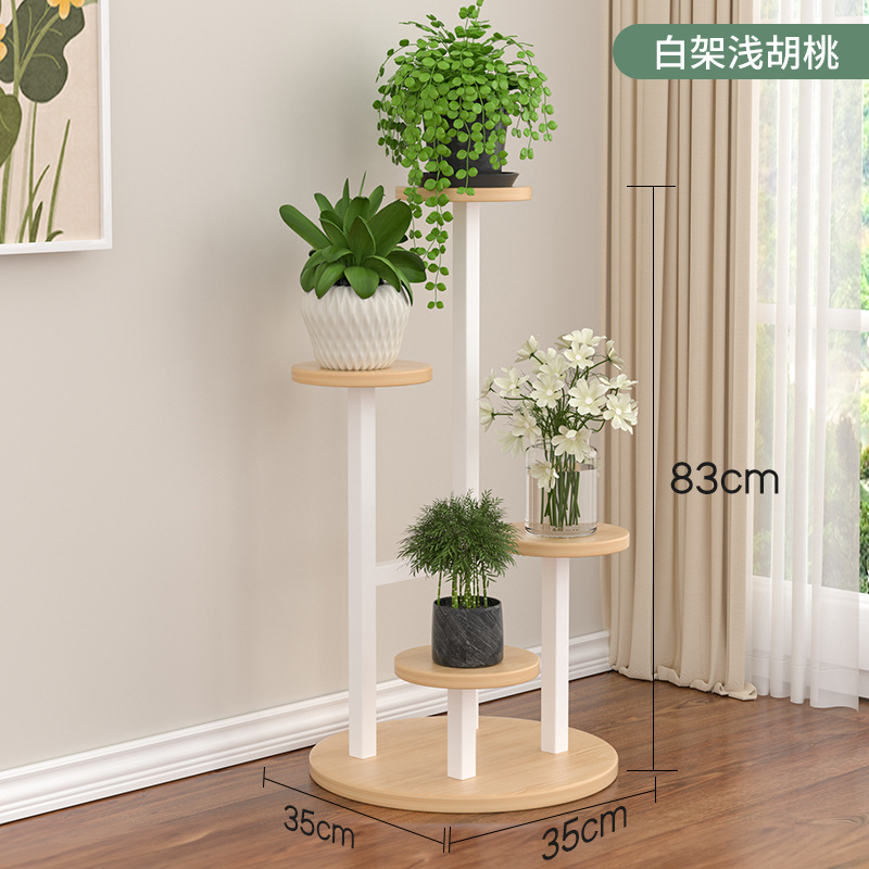 Estante de flores de arte de hierro, decoración de sala de estar, estante de macetas, balcón, estante de flores de eneldo verde de pie, estante de madera de acero de varios pisos para interiores image 7