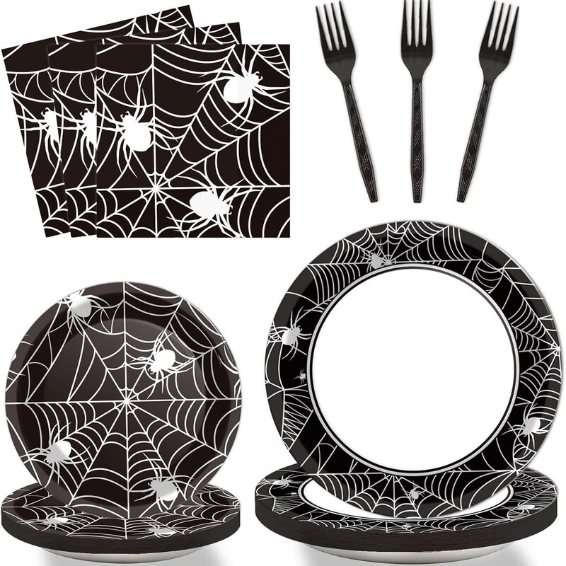 Halloween Theme Party Paper Plate Napkin Supplies suit Spider Web Disposable Tableware Decorations Party Supplies Halloween Theme Party Paper Plate Napkin Supplies suit Spider Web Disposable Tableware Decorations Party Supplies