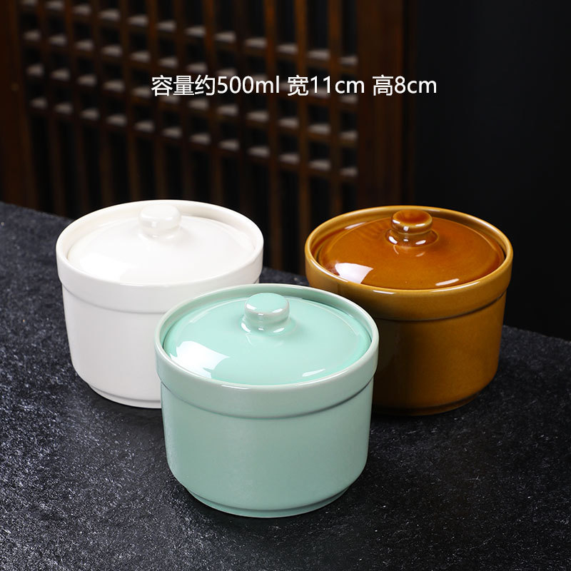 Taza de estofado de olla de barro guisada recta en agua, olla de estofado de una persona, olla de sopa con tapa, shaxian snack, nido de pájaro, olla de sopa hirviendo de cerámica